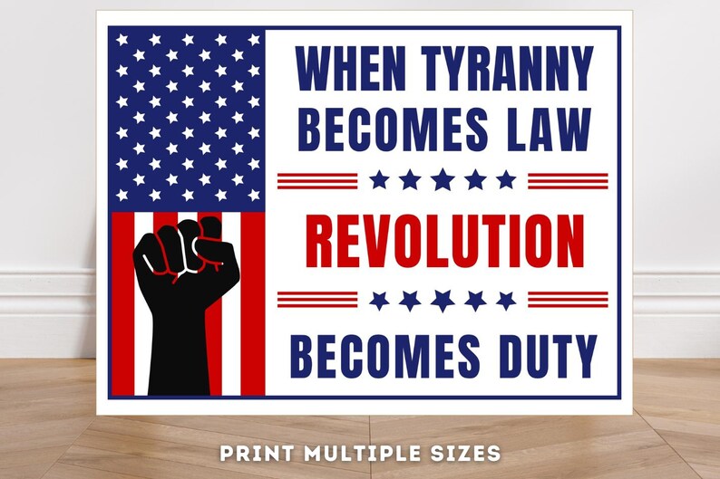 No Kings Boycott -, ANTI Fascism Sign Printable, When TYRANNY Becomes Law Revolution Becomes Duty, Anti Trump, Abolish Ice image 3