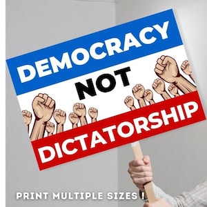 Large PROTEST Sign Printable | Democracy Not Dictatorship | Great Protest Poster | Anti Trump Protest Oligarchy Protest Rally Sign 5th April