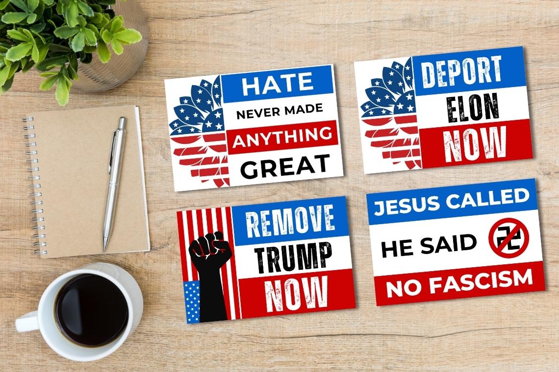 Protesting Plug Cards 12 PROTEST Postcard Size Printable Cards, Anti Fascism Wall Gallery ...
