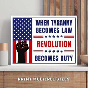 No Kings Boycott -, ANTI Fascism Sign Printable, When TYRANNY Becomes Law Revolution Becomes Duty, Anti Trump, Abolish Ice image 5