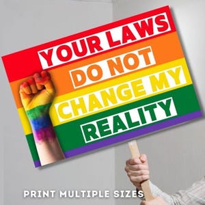 Protest Printable Sign For Hands Off National Day of Action | Your Laws Do Not | Anti Trump Fight The Oligarchy Protest Rally For 5th April
