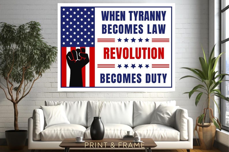 No Kings Boycott -, ANTI Fascism Sign Printable, When TYRANNY Becomes Law Revolution Becomes Duty, Anti Trump, Abolish Ice image 8