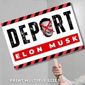 PROTEST Sign For Hands Off National Day of Action Printable | Deport Elon Musk | Anti Trump Protest Oligarchy Protest Rally Sign 5th April