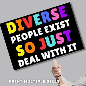 PROTEST Signs Fight For Justice Printable | Diverse People Exist.. | Social Justice, Anti Trump Protest Oligarchy 50501 Rally