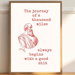 Plato Philosophy Bathroom Restroom Poster, Wisdom Poster, Philosophy Funny Poster, Famous take on Philosophers, Trendy Wall Art Toilet Humor