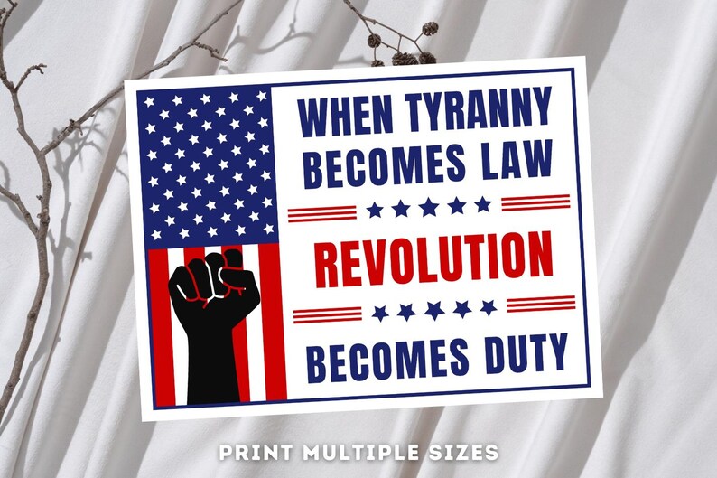No Kings Boycott -, ANTI Fascism Sign Printable, When TYRANNY Becomes Law Revolution Becomes Duty, Anti Trump, Abolish Ice image 7
