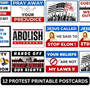 Cartões de PROTESTO para impressão tamanho 12, galeria de parede antifascista, download digital, cartões postais anti-Trump, antioligarquia e justiça social