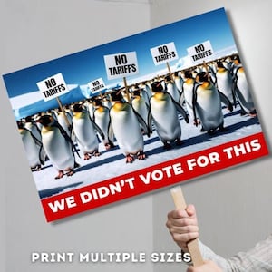 PROTEST Signs Fight For Justice Printable | Penguins Against Tariffs | Social Justice, Anti Trump Protest Oligarchy Protest Rally 5th April