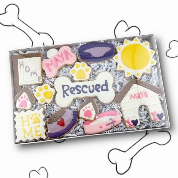 Rescue / Adopted / Welcome Home Dog Treats Box - Personalized Options