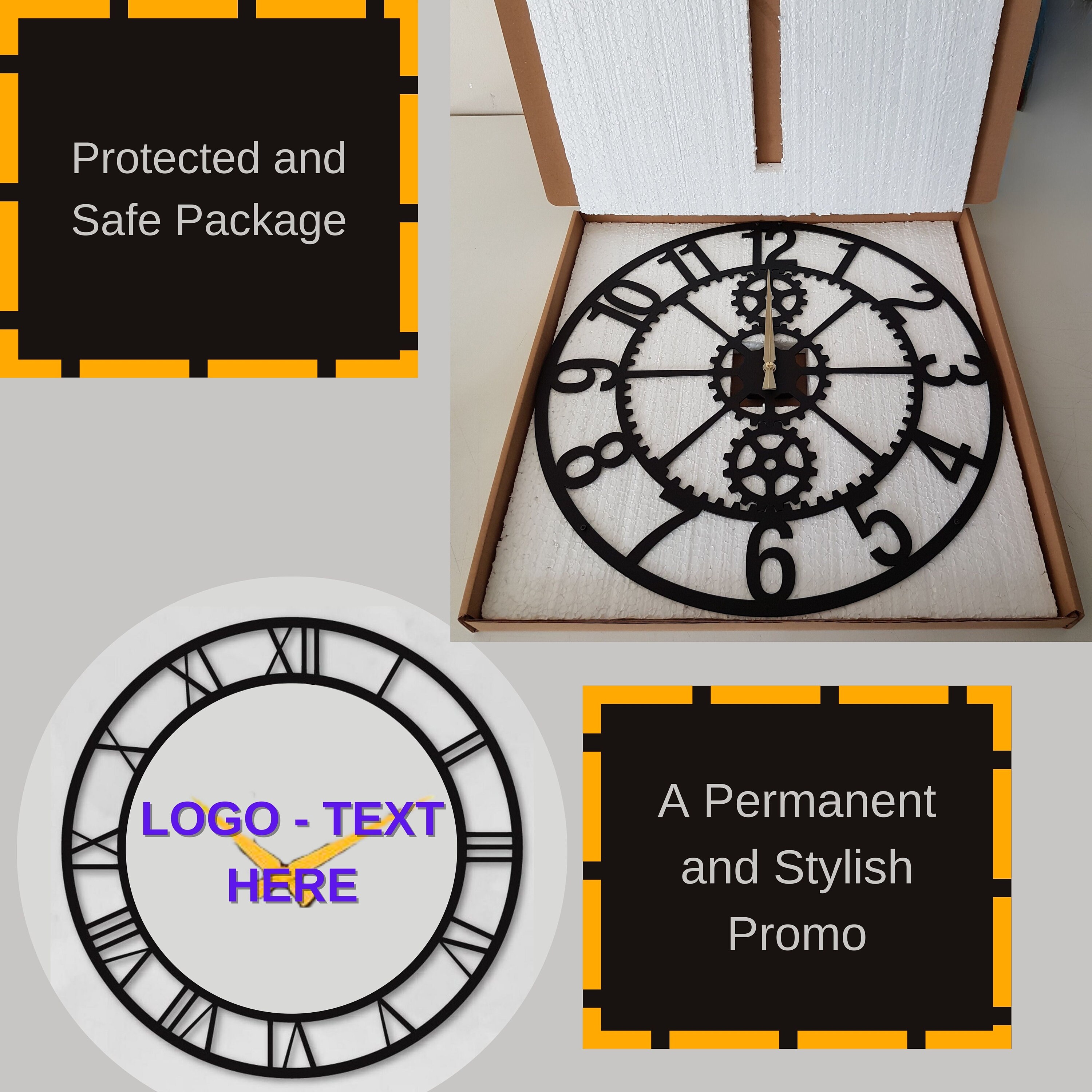 Metal Clock With Logo, Promo Watch Wall Decor, Promotional Gifts Giveaways, Customizable Clocks
