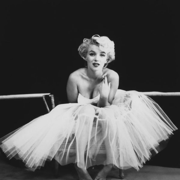 Marilyn Monroe Ballerina Poster: Black and White Vintage Movie Poster, Old Hollywood, feminist, feminist download,  White Dress, Vintage