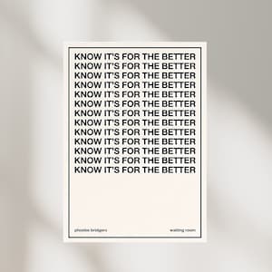 Phoebe Bridgers Poster Know it's For The Better Retro Poster Wall Art Home Decor Gift