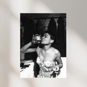 Eartha Kitt Drinking Honey Print - Black & White Vintage Photography, Bar Cart Art, Museum Quality Wall Art, Digital Download