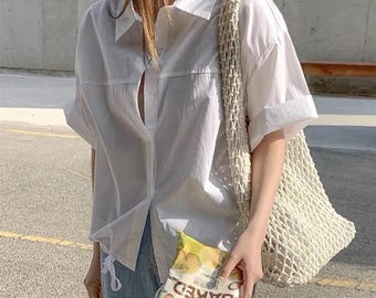 Handmade Macrame Tote Bag: Sustainable Knotted Mesh, Boho Style