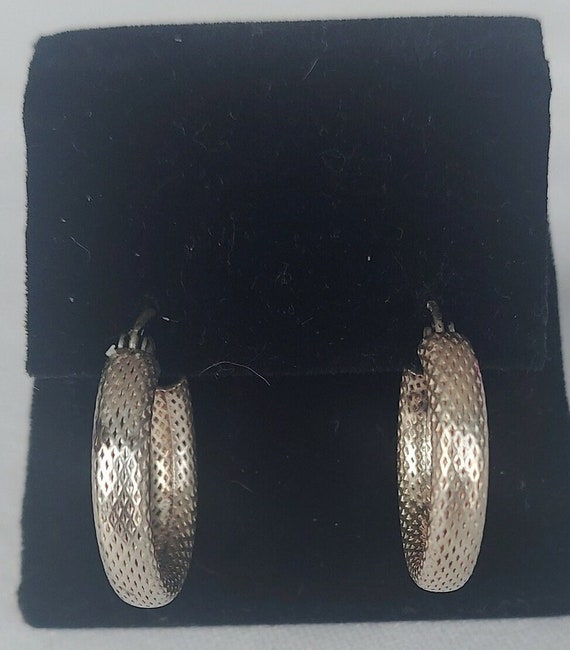 Vintage Textured Hoop Earrings 925 Sterling Silver