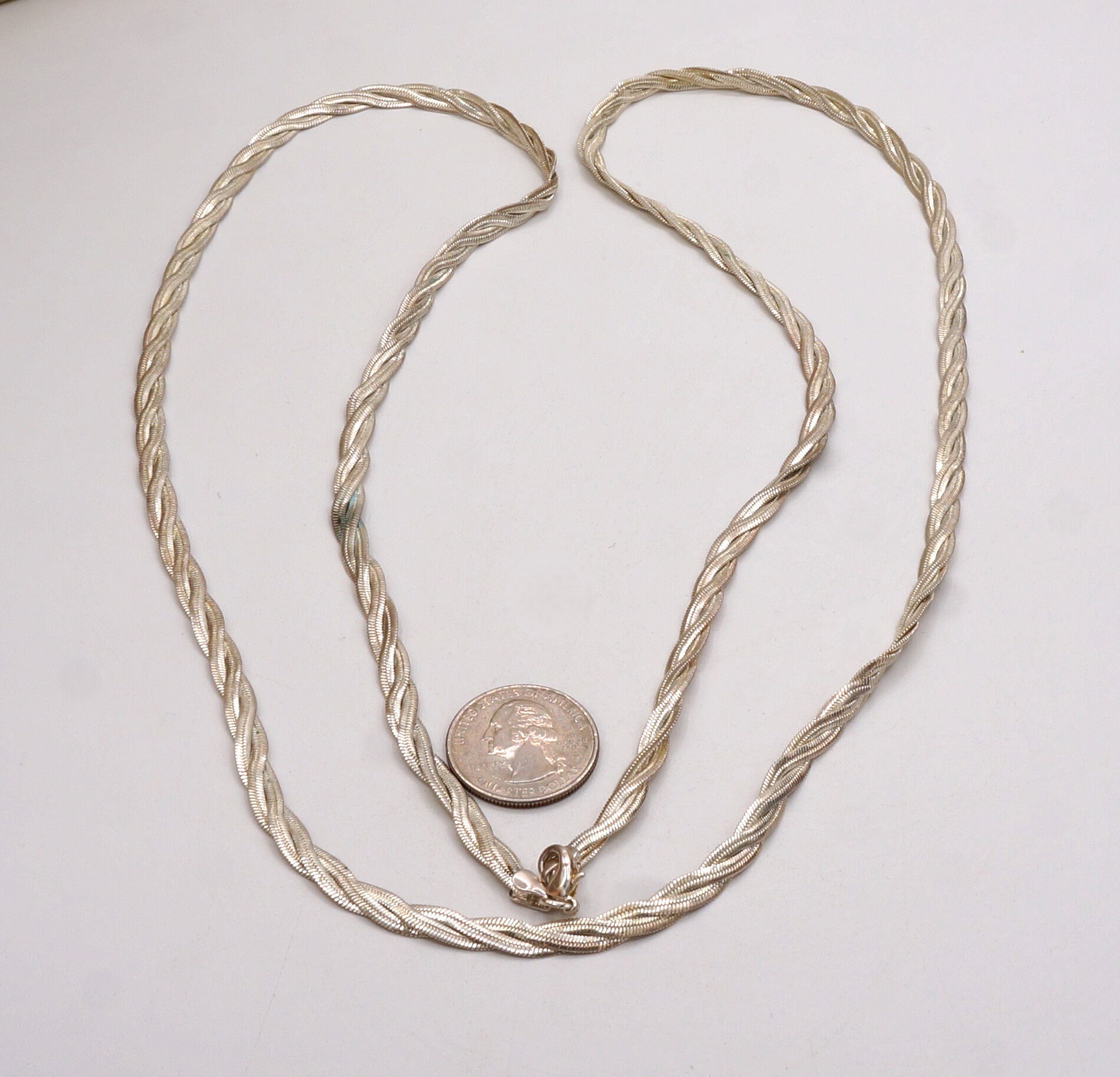 ヴィンテージ 42 インチ 編み込み オメガ シルバー ネックレス - Etsy 日本