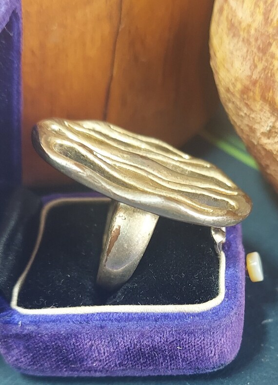 Vintage Modernist Free-form Ring Silvertone Size … - image 3