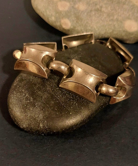 Unique Modernist Vintage Link Bracelet Silver to … - image 10