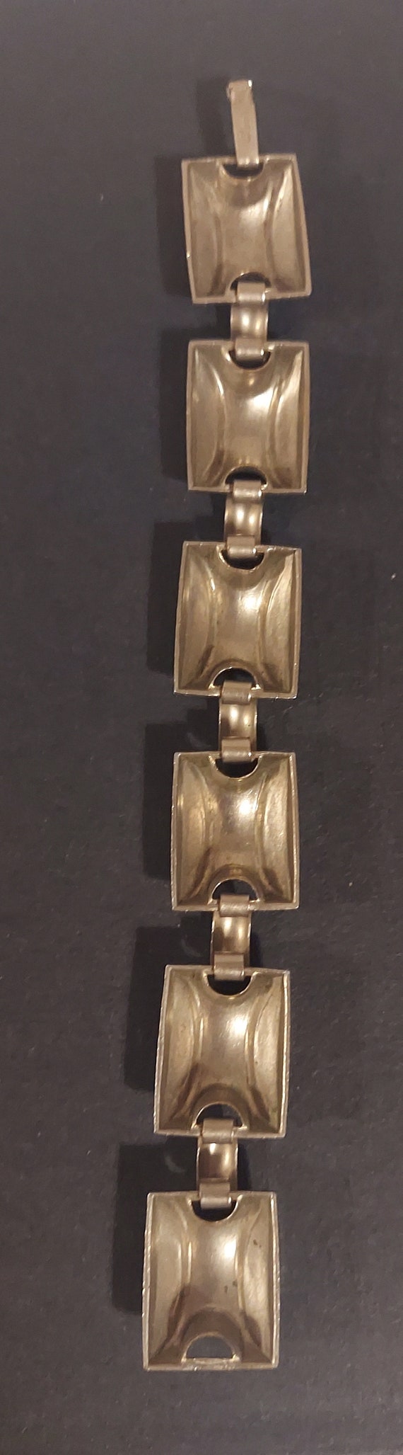 Unique Modernist Vintage Link Bracelet Silver to … - image 9