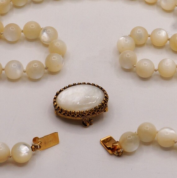 Vintage Mother of Pearl Bead Necklace Removable O… - image 7