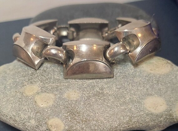 Unique Modernist Vintage Link Bracelet Silver to … - image 2