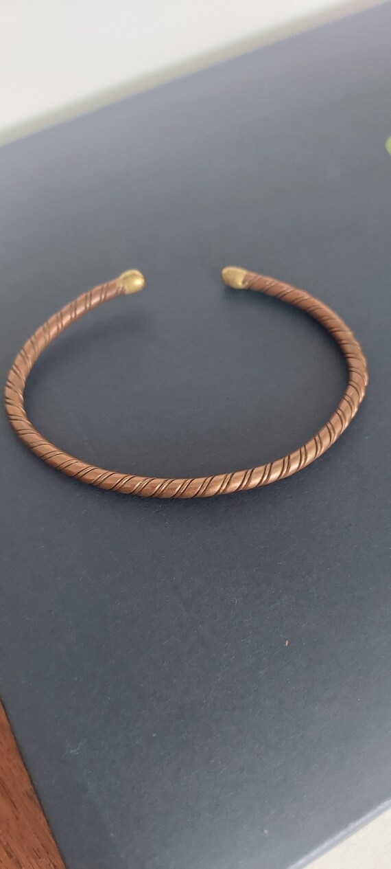 Vintage Twisted Copper Bangle Bracelet - image 1