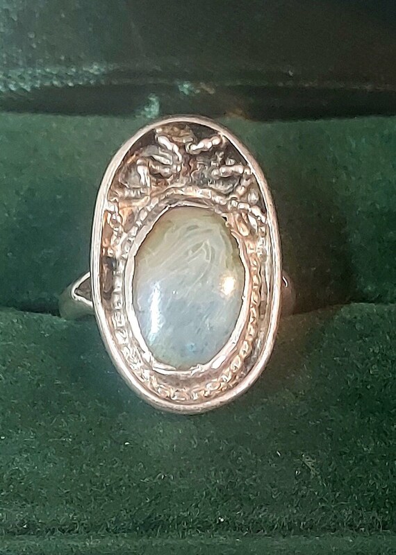 Labradorite Handmade Vintage Ring  Silver Nickle