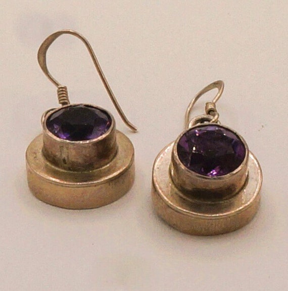 Vintage Amethyst Purple Spinel Sterling Earrings … - image 2