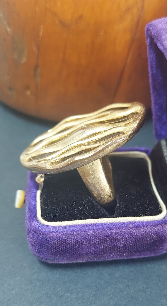 Vintage Modernist Free-form Ring Silvertone Size … - image 4