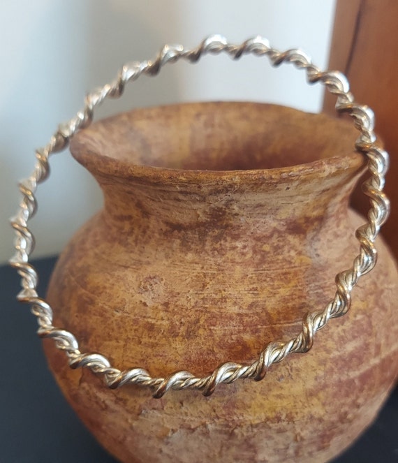 Twisted Silvertone Copper bracelet - image 2