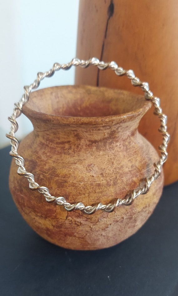 Twisted Silvertone Copper bracelet - image 1