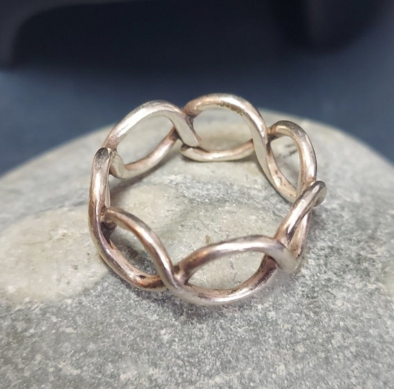 Vintage Infinity Carousel Ring 925 Sterling Silve… - image 3