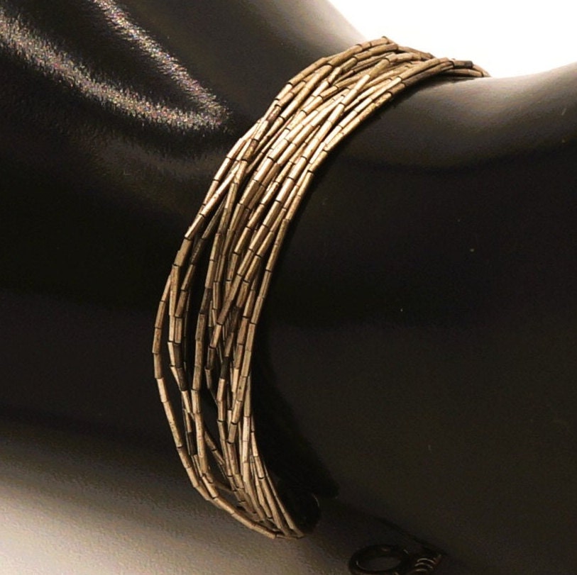 アクセサリー Navajo Liquid Silver Chain Bracelet Vintage Native American Navajo Liquid Silver 15 Strand Bracelet 7