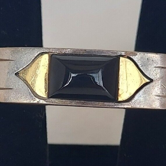 Vintage Art Deco Onyx Bracelet 925 Sterling Silve… - image 9