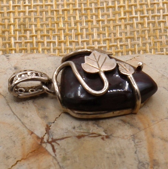Vintage Leaf Wire Wrap Brown Triangular Agate or … - image 4