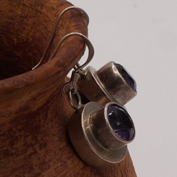 Vintage Amethyst Purple Spinel Sterling Earrings … - image 4