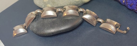 Unique Modernist Vintage Link Bracelet Silver to … - image 4