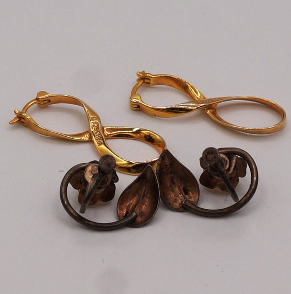 Vintage Group of Gold Plated Silver Infinity Hoop… - image 7