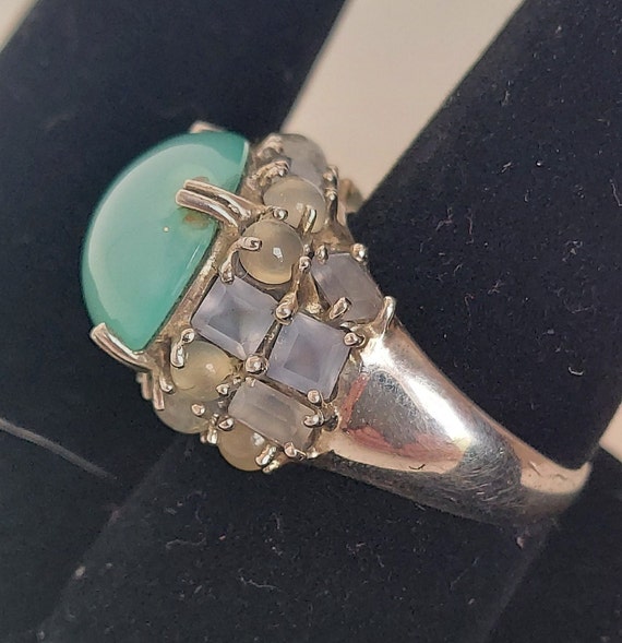 Vintage Unisex Aqua Blue Chalcedony & Moonstone D… - image 3