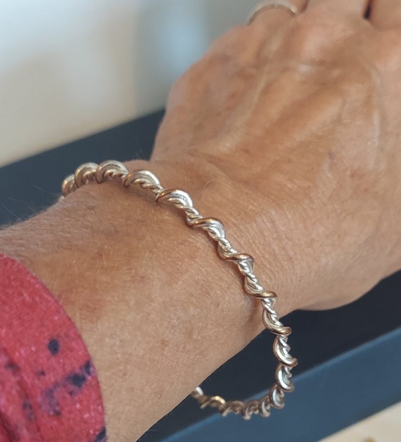 Twisted Silvertone Copper bracelet - image 4