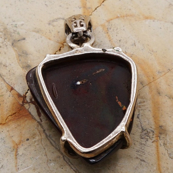 Vintage Leaf Wire Wrap Brown Triangular Agate or … - image 3