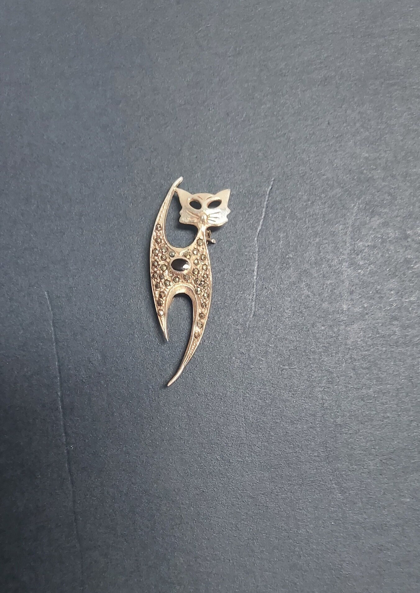 Mamotk ピンバッジ(Cat) タトゥーシール MCM Onyx Marcasite Sterling Silver Cat Pin Brooch | eBay
