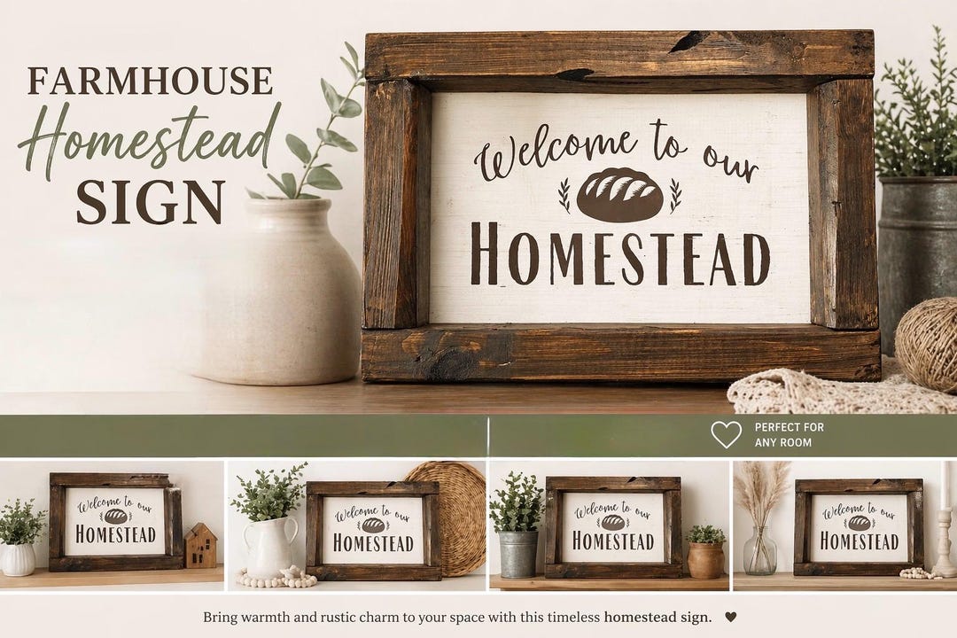 Homestead Sign Design Welcome Homestead Sign | Rustic Farmhouse Wood Wall Decor, Entryway Art ...