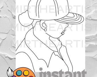 Canvas Printable, DIY pre-drawn canvas, Paint and Sip, Digital Coloring Page,  for cricut, PNG, Instant Download, Pre-drawn Outline
