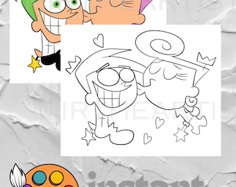 Cartoon Kissing Couple Paint Night Canvas | DIY Valentines, Date Night (PNG, SVG)