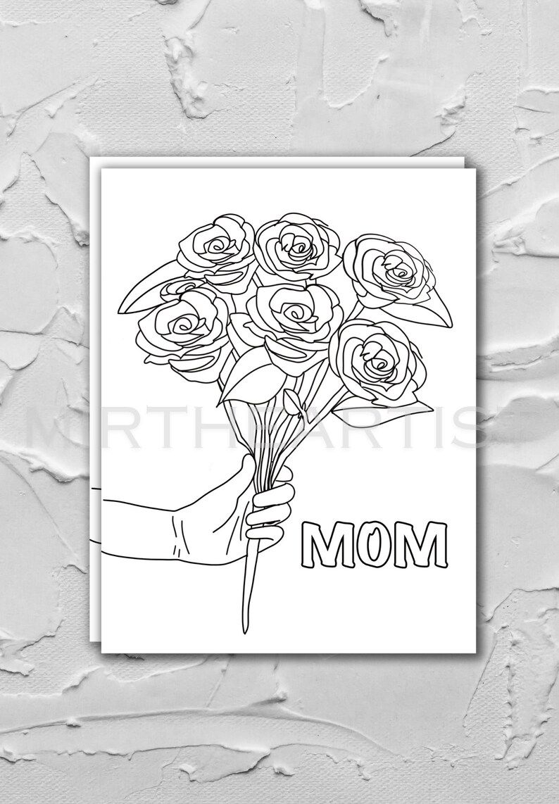 DIY Pre-Drawn Outline Paint Printable DIY canvas outline Mothers Day Sip and Paint kit PNg Paint Party Paint Kit image 3