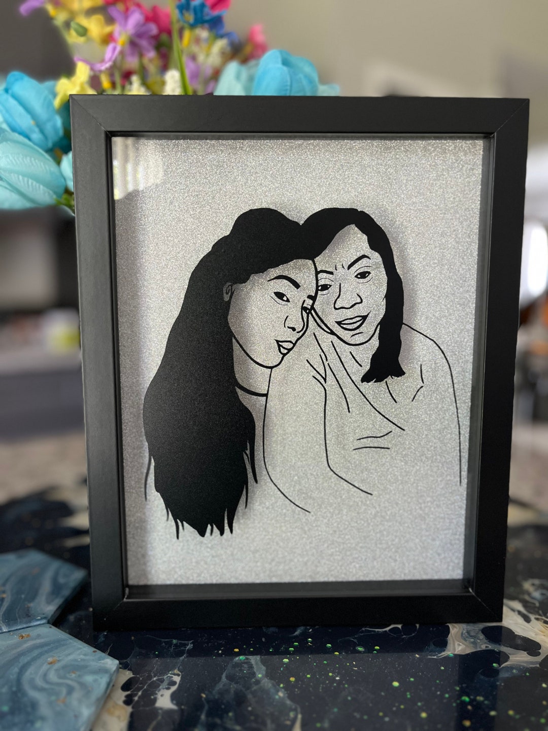Gift for MOM, Personalized Framed Wall Art Mother and Daughter, Family ...