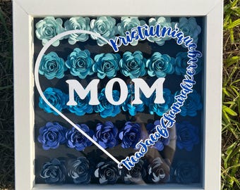 Gift for MOM, Personalized Framed wall decor, shadowbox ombré roses for mom