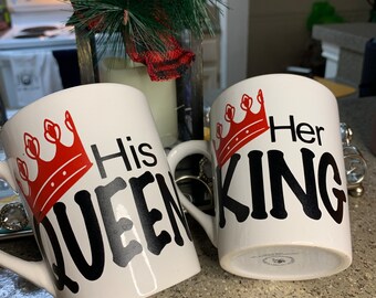 His Queen Her King Coffee Mug Set| His and hers mug | matching mug set| Christmas Gift, Anniversary Gift