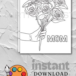 DIY Pre-Drawn Outline Paint Printable DIY canvas outline Mothers Day Sip and Paint kit PNg Paint Party Paint Kit image 1